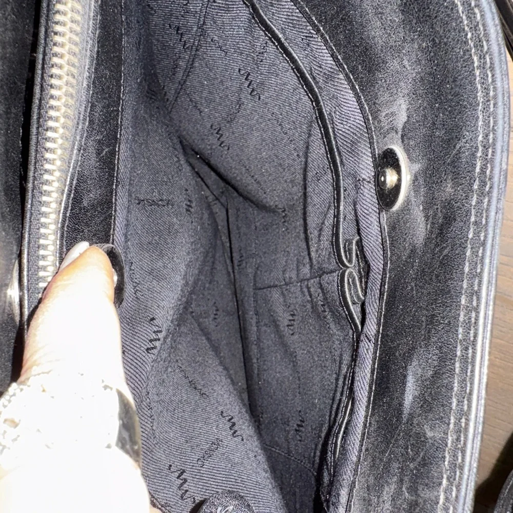 Monsac Black Leather Messenger Bag